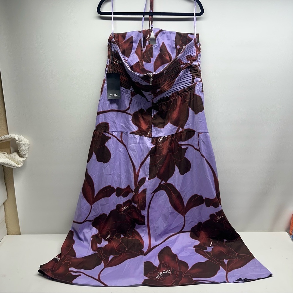 WHBM CAMILLE FIRL Floral Halter Maxi Dress in Purple and brown SZ 18 NWT - Picture 5 of 13